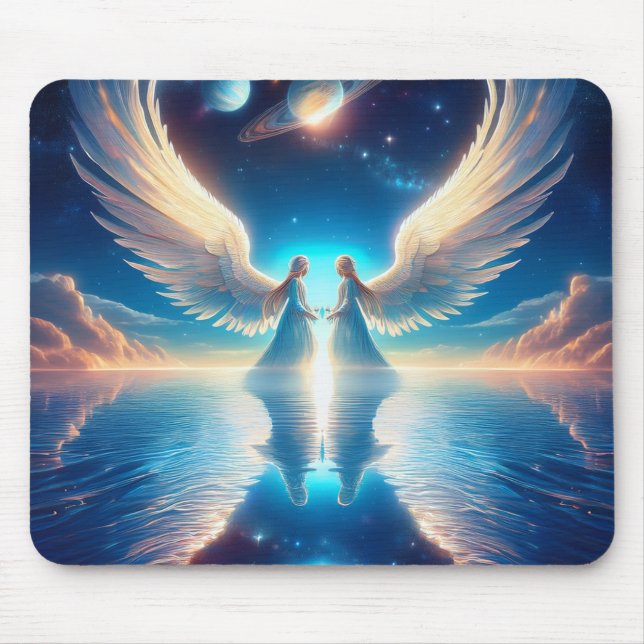 Twin Angels in the Clouds Mousepad (Front)
