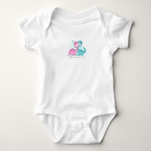 Twin Aqua and Pink Dinosaur    Baby Bodysuit