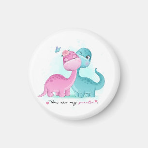 Twin Aqua and Pink Dinosaur Magnet