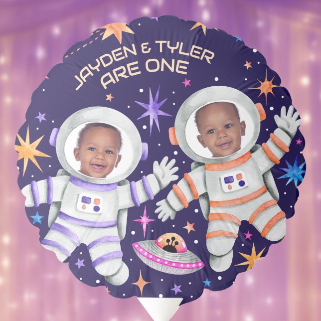 Twin Astronauts in Outer Space with Stars  Balloon (Twin Astronauts in Outer Space with Stars Balloon)
