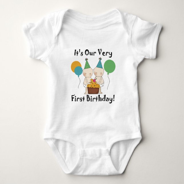 Twin Babies 1st Birthday Tshirts and Gifts (Front)