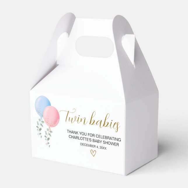 Twin Babies Baby Shower Favor Box (Front Side)