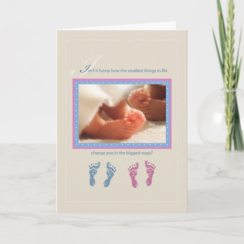 Twin Babies Boy and Girl Feet Customizable Name Card