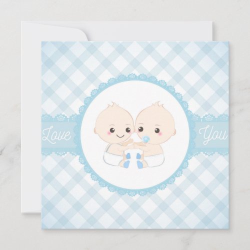 Twin babies boy and lace frame greeting card