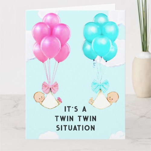 Twin Babies Congrats Card