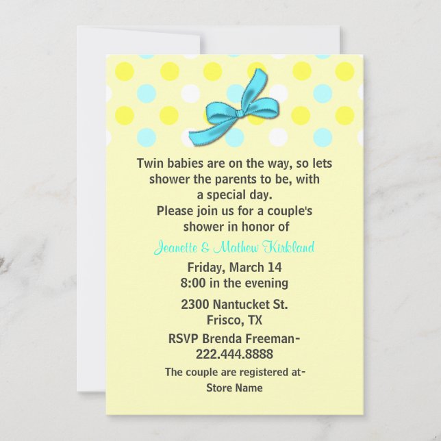 Twin Babies Couple's Baby Shower Invitation (Front)