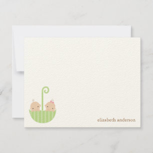 Twin Babies Custom Flat Thank You Cards