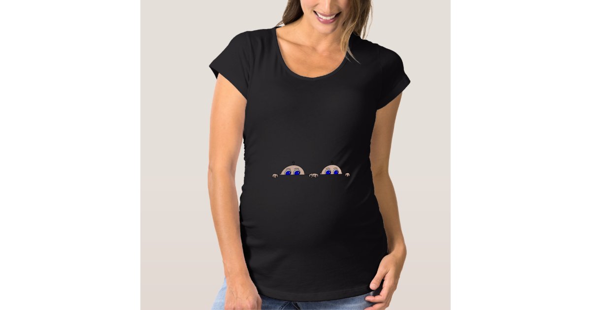 Twin Babies Peeking From Belly Maternity T-Shirt | Zazzle.com