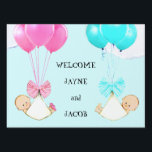 Twin Babies Sign<br><div class="desc">Baby girl and boy twins announcement or welcome.</div>