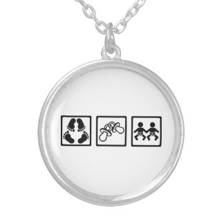 Twin babies silver plated necklace