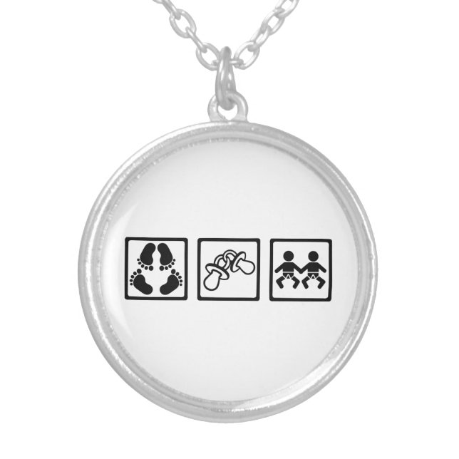 Twin babies silver plated necklace (Front)