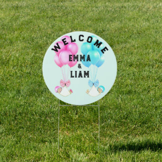 Twin Babies Welcome Sign