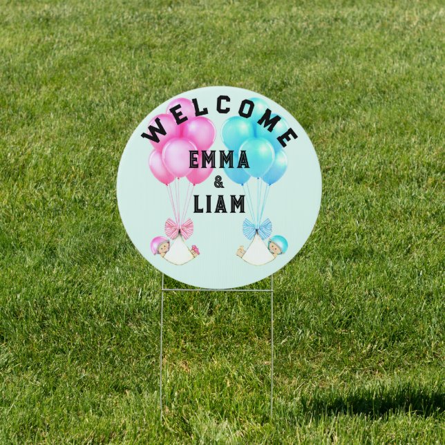 Twin Babies Welcome Sign (Insitu)