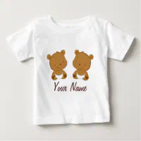 Twin Baby Bear Personalized Gift Baby T-Shirt