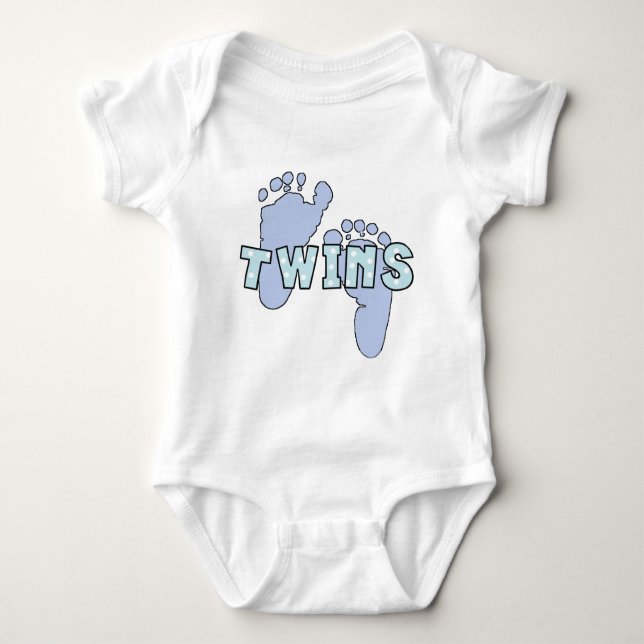 Twin baby boy footprints bodysuit (Front)