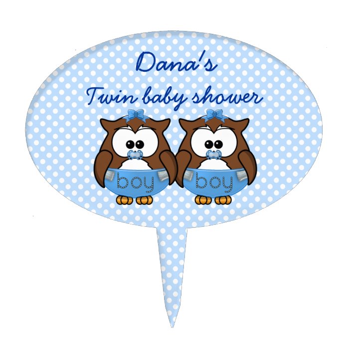 twin baby boy owl cake toppers