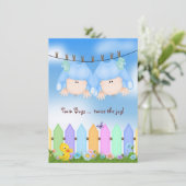 Twin Baby Boy Shower Invitation (Standing Front)