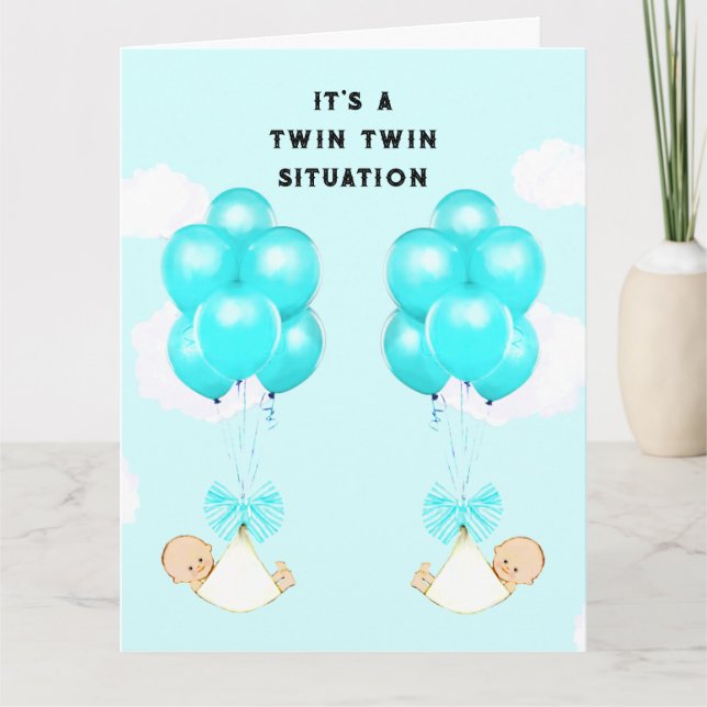 Twin Baby Boys Congrats Card (Front)