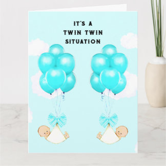 Twin Baby Boys Congrats Card