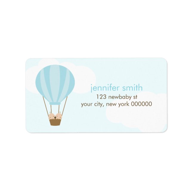 Twin Baby Boys in a Balloon Label (Front)