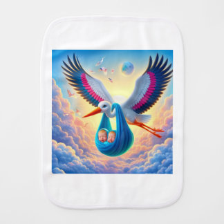 Twin Baby Boys Stork Serenade Baby Shower Burp Cloth