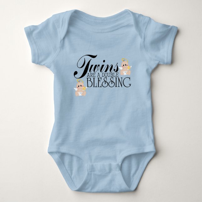 Twin baby boys words baby bodysuit (Front)