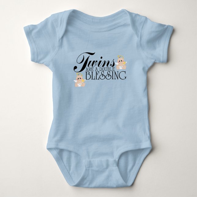 Twin baby boys words bodysuit (Front)