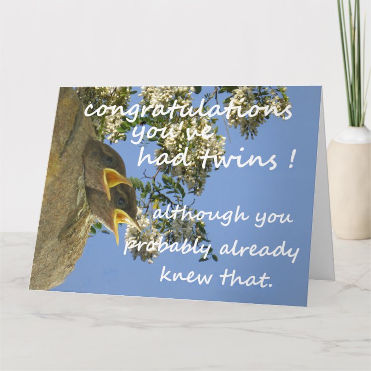 twin baby congratulations card | Zazzle