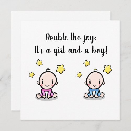 twin baby congratulations card new arrival twins  card
