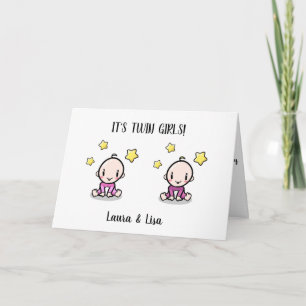 twin baby congratulations card with names