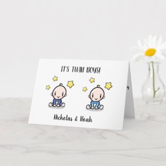 twin baby congratulations card with names