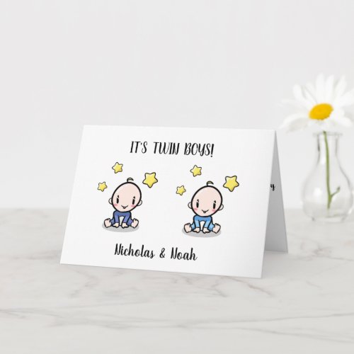 twin baby congratulations card with names