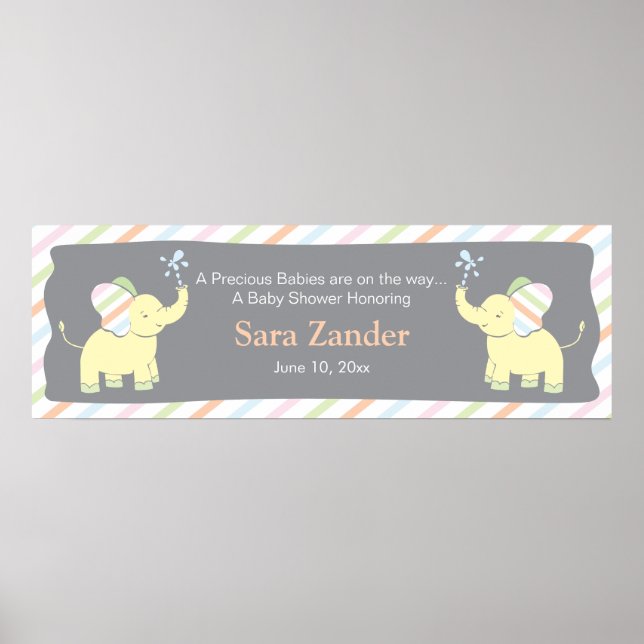 Twin Baby Elephants  |  Ping Banner Poster (Front)