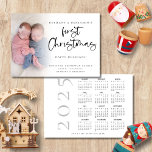 Twin Baby First Christmas Photo 2025 Calendar Holiday Card<br><div class="desc">Twin Baby First Christmas Photo 2025 Calendar. Available digitally and printed. Lovely to celebrate that 1st special Christmas with your twins! A playful set script for First Christmas and the rest of the text is easy to personalise. Replace the sample photo with your own. A gradient overlay layer is on...</div>