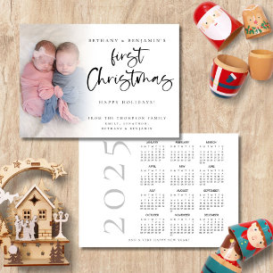 Twin Baby First Christmas Photo 2025 Calendar Holiday Card