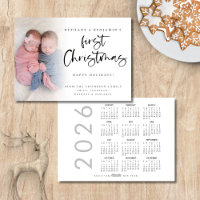 Twin Baby First Christmas Photo 2026 Calendar