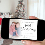 Twin Baby First Christmas Photo 2026 Calendar Holiday Card<br><div class="desc">Twin Baby First Christmas Photo 2026 Calendar. Available digitally and printed. Lovely to celebrate that 1st special Christmas with your twins! A playful set script for First Christmas and the rest of the text is easy to personalise. Replace the sample photo with your own. A gradient overlay layer is on...</div>