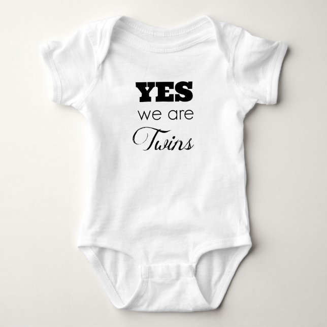 Twin Baby Gift Ideas 'Yes We Are Twins' Bodysuit (Front)