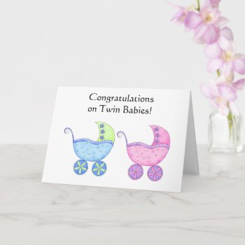 Twin Baby Girl And Boy Congratulations Card by phyllisdobbs at Zazzle
