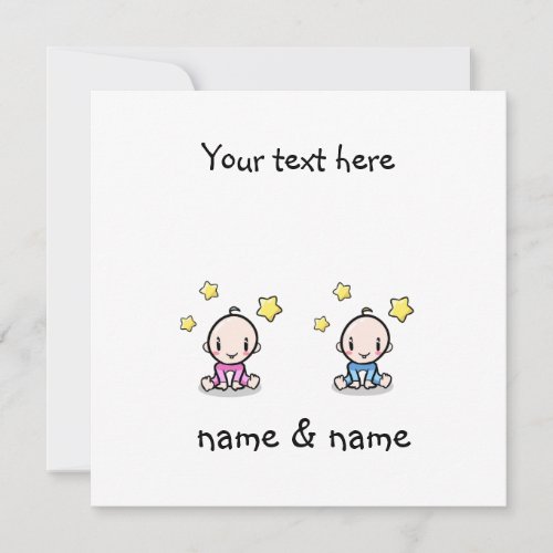 Twin Baby Girl  Boy Congratulations With Names  Card