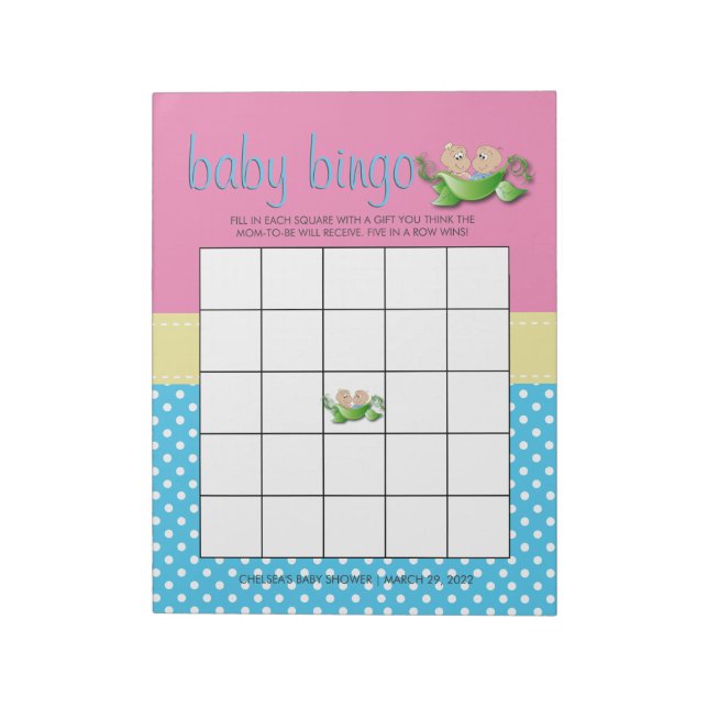 Twin Baby Girl & Boy Shower Game Notepad (Rotated)