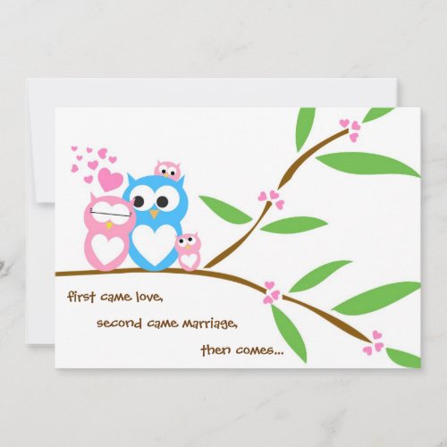 Twin Baby Girl Owl Baby Shower Invitation