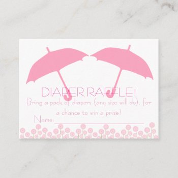 Twin Baby Girl Shower Diaper Raffle Tickets Enclosure Card by LaBebbaDesigns at Zazzle