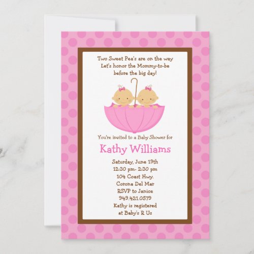 Twin Baby Girl Shower Invitation