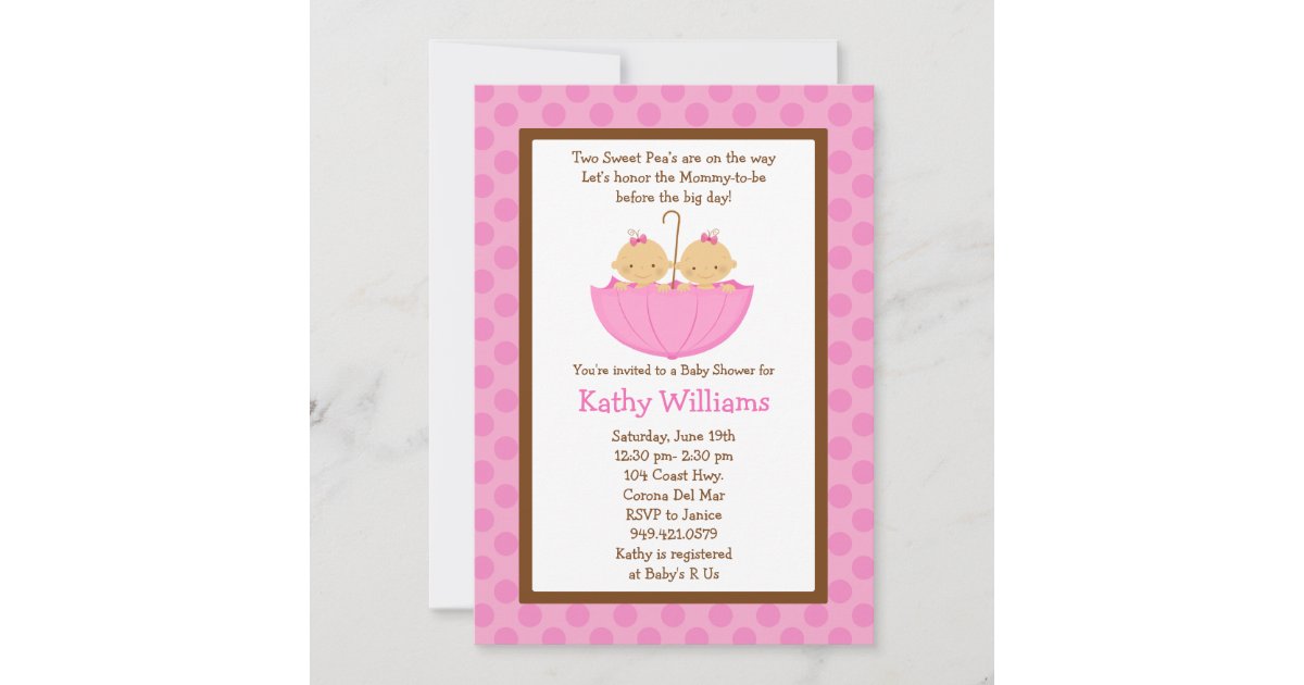 Twin Baby Girl Shower Invitation | Zazzle
