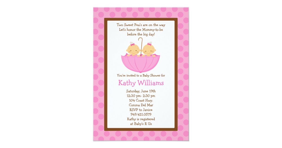 Twin Baby Girl Shower Invitation | Zazzle