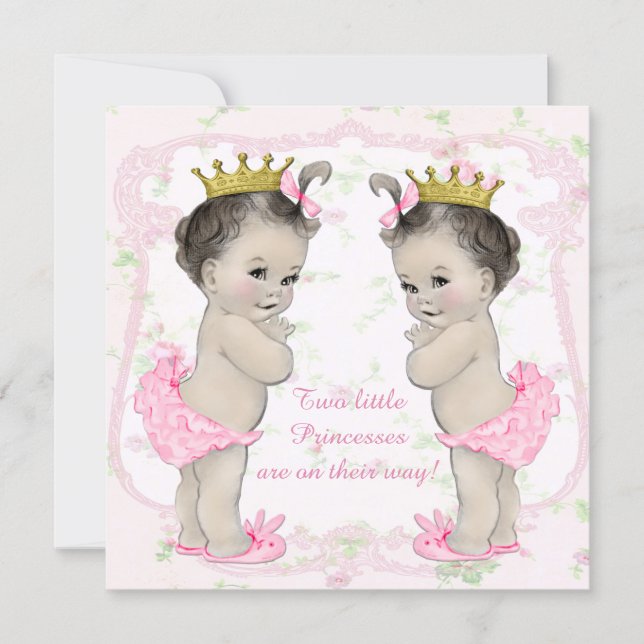 Twin Baby Girl Shower Invitation (Front)