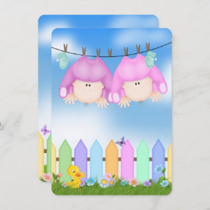 Twin Baby Girl Shower Invitation