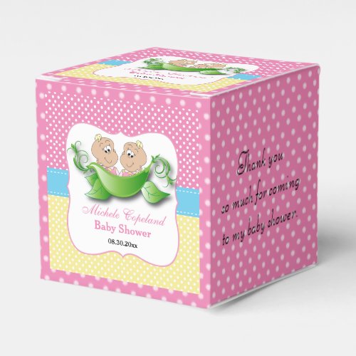 Twin Baby Girl Shower _ Two Peas In A Pod Favor Boxes