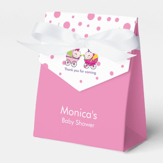 Twin Baby Girls Baby Shower Favor Box (Front Side)